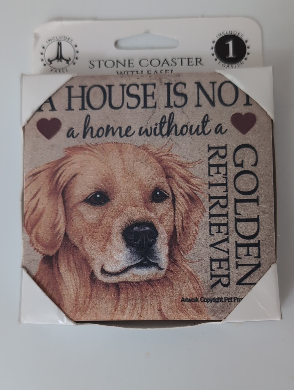 Stone Coaster Goldener Retriever Design - Tan
